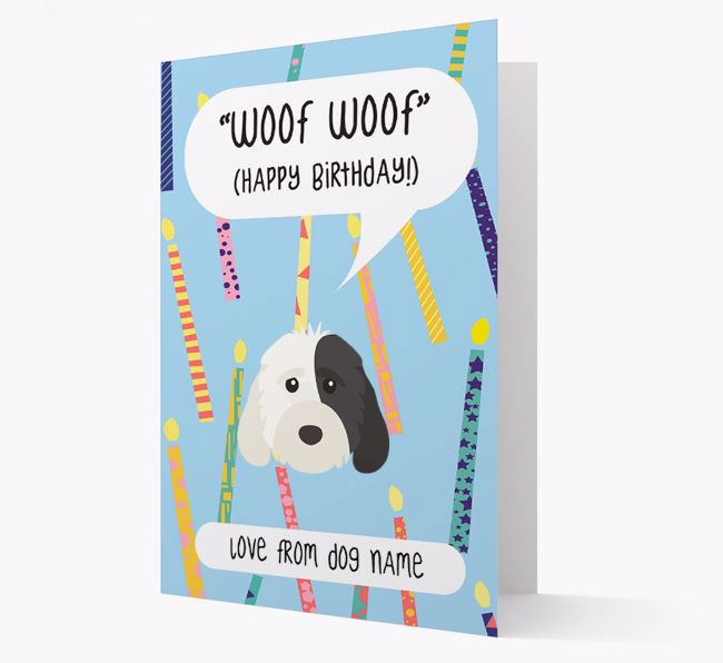 Personalized 'Woof Woof' Birthday Card with {breedFullName} Icon